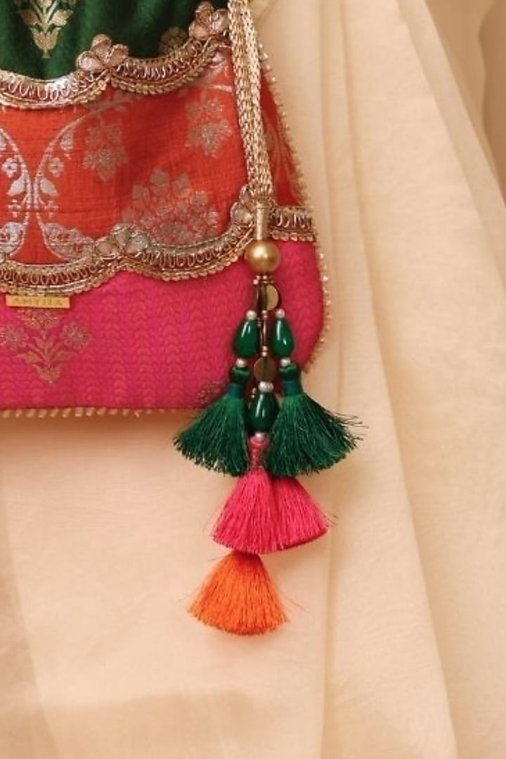 Multi-Colored Poly Silk Beads Embellished Potli by AMYRA at Pernia's Pop Up Shop