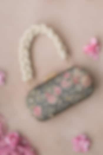 Navy Floral Printed Clutch by AMYRA at Pernia's Pop Up Shop