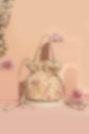 Multi-Colored Georgette Floral Thread Embroidered Potli Bag by AMYRA at Pernia's Pop Up Shop