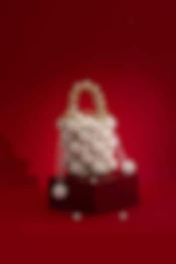 Off-White Hand-Selected Pearl Bucket Bag by AMYRA