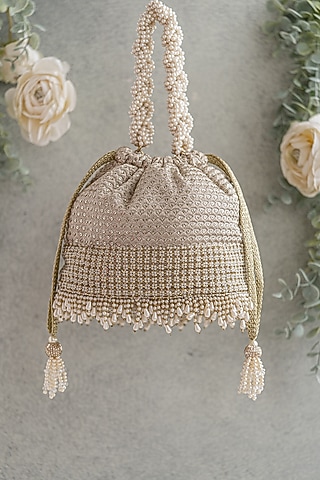 Silver & Gold Embroidered Potli by AMYRA