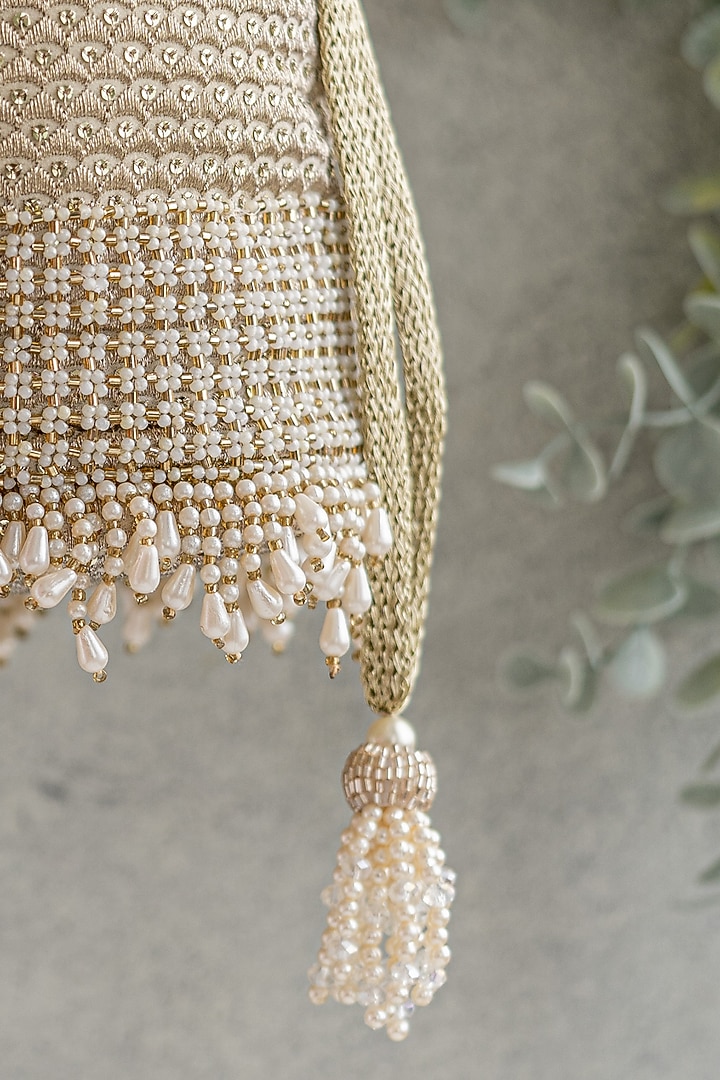 Silver & Gold Embroidered Potli by AMYRA at Pernia's Pop Up Shop