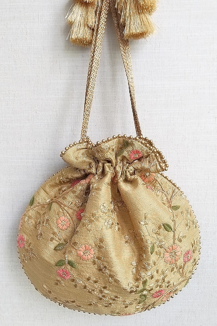 Gold Embroidered Potli by AMYRA at Pernia's Pop Up Shop