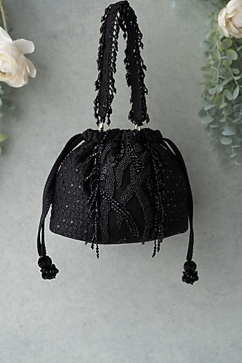 Black Silk Potli by AMYRA at Pernia's Pop Up Shop