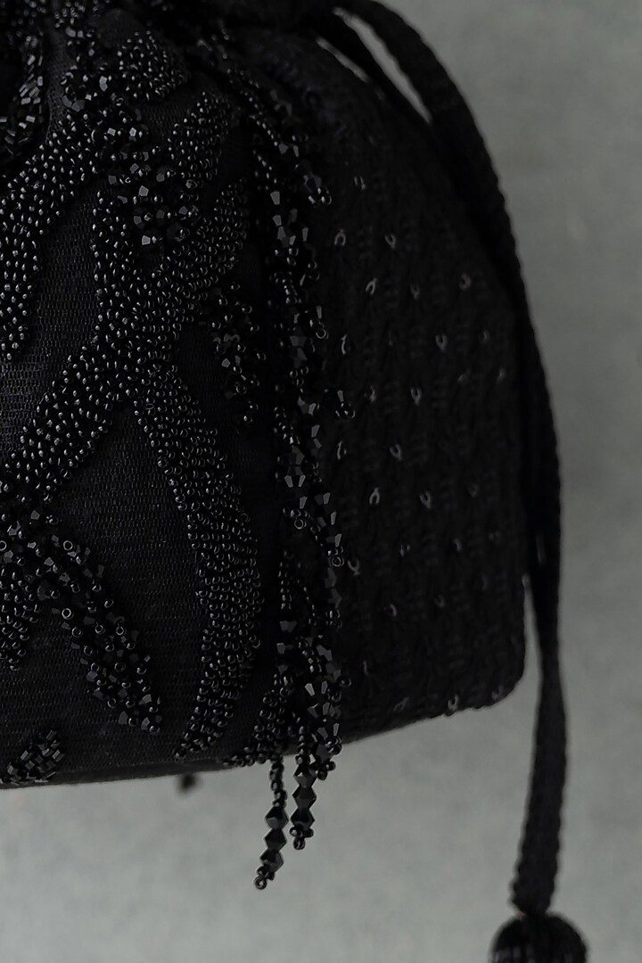 Black Silk Potli by AMYRA at Pernia's Pop Up Shop