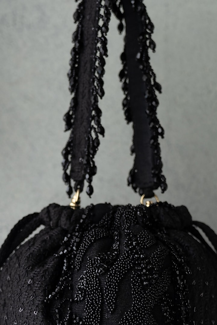 Black Silk Potli by AMYRA at Pernia's Pop Up Shop