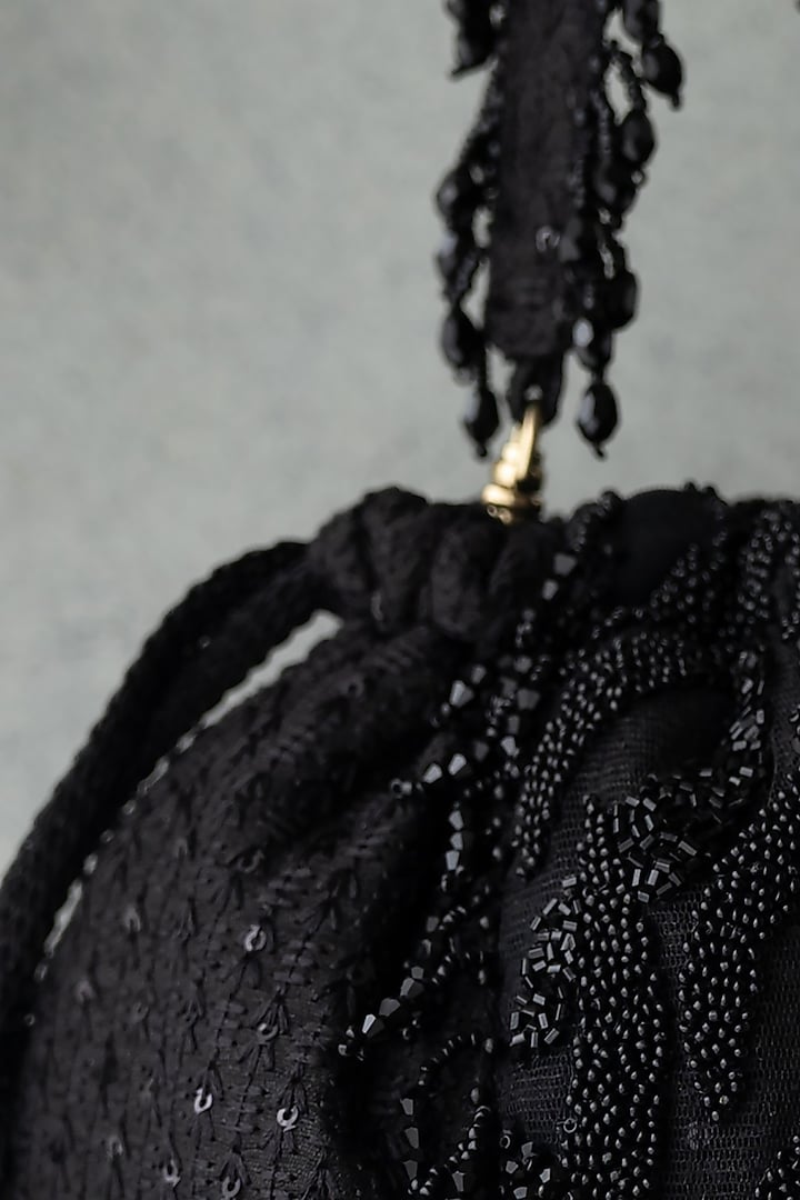Black Silk Potli by AMYRA at Pernia's Pop Up Shop