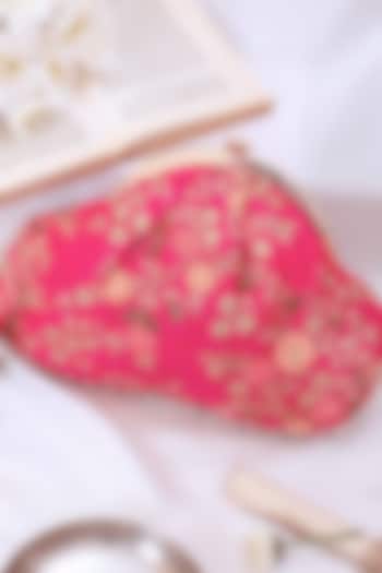 Pink Poly Silk Embroidered Vintage Clutch by AMYRA