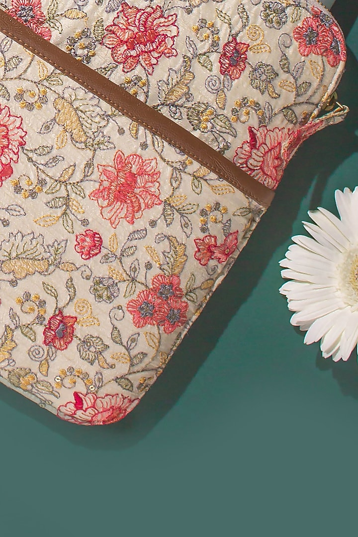 Multi-Colored Poly Silk Embroidered Laptop Sleeve by AMYRA at Pernia's Pop Up Shop