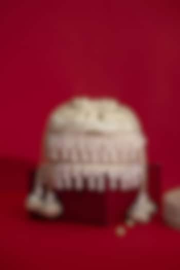 Ivory Tussar Brocade Lace Embellished Minit Potli by AMYRA at Pernia's Pop Up Shop