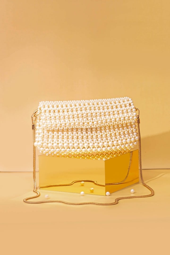 Off-White Pearl Handbag by AMYRA at Pernia's Pop Up Shop
