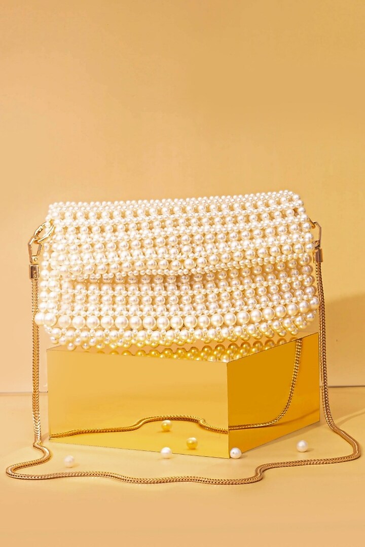 Off-White Pearl Handbag by AMYRA at Pernia's Pop Up Shop