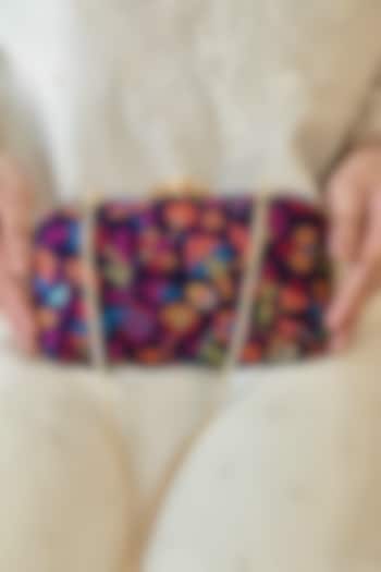 Multi-Colored Pashmina Cashmere Floral Work Clutch by AMYRA at Pernia's Pop Up Shop
