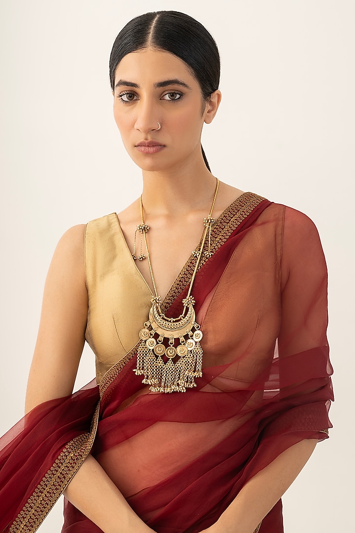 Antique Gold Plated Faux Pearl Necklace by AMAMA at Pernia's Pop Up Shop