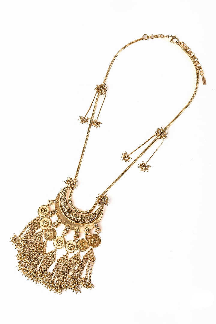 Antique Gold Plated Faux Pearl Necklace by AMAMA at Pernia's Pop Up Shop