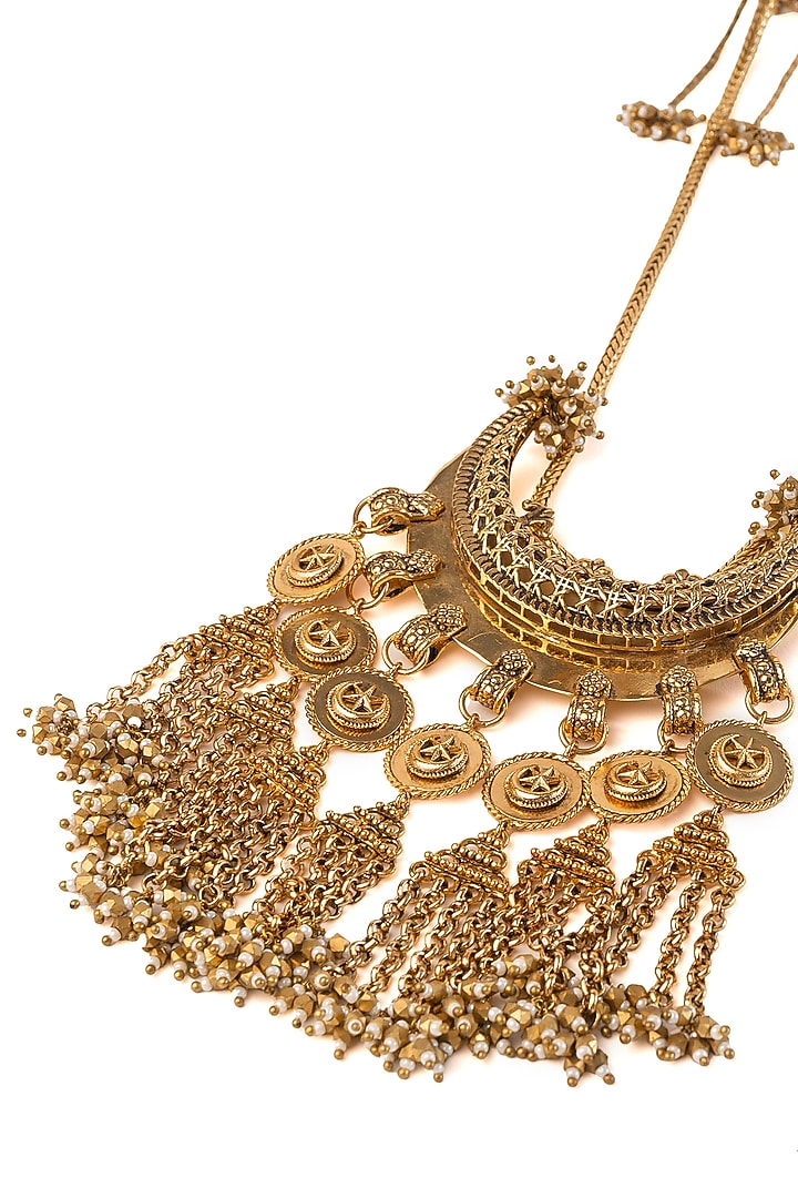 Antique Gold Plated Faux Pearl Necklace by AMAMA at Pernia's Pop Up Shop