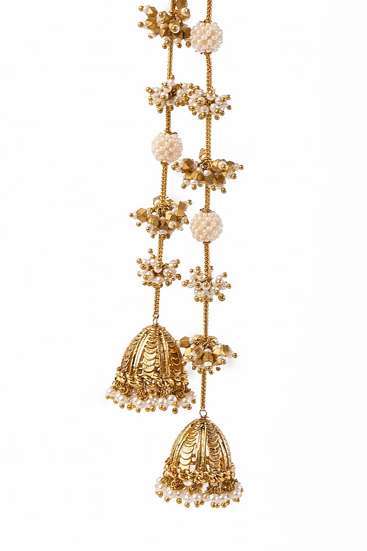 Antique Gold Plated Faux Pearl & Green Onyx Necklace by AMAMA at Pernia's Pop Up Shop