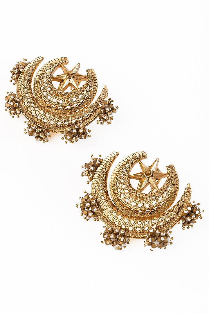 Gold Plated Faux Pearl Stud Earrings by AMAMA at Pernia's Pop Up Shop