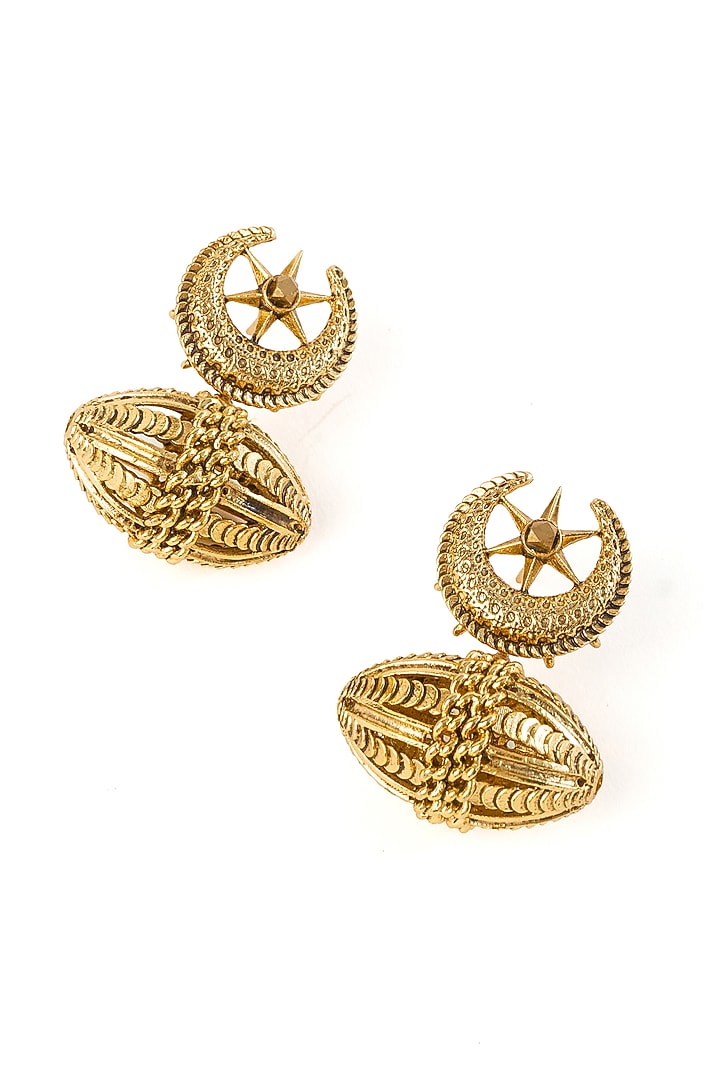 Antique Gold Plated Stud Earrings by AMAMA at Pernia's Pop Up Shop