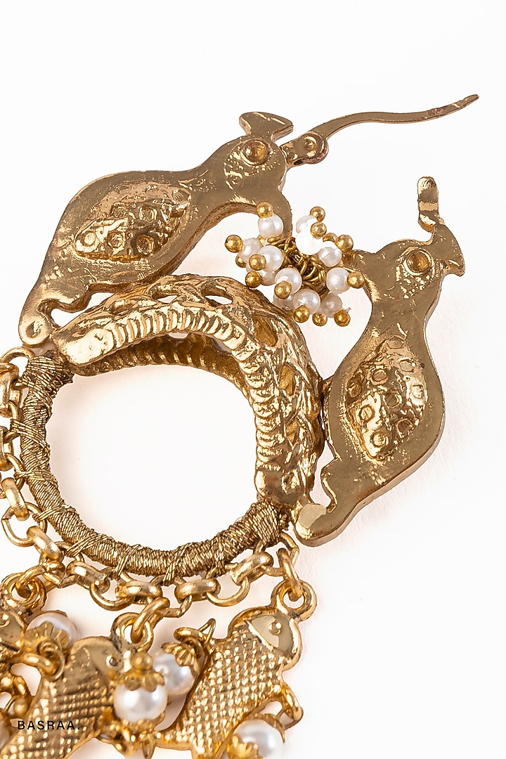 Gold Plated Faux Pearl Dangler Earrings by AMAMA at Pernia's Pop Up Shop