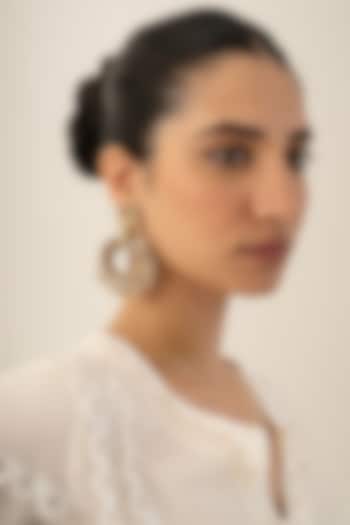 Gold Plated Faux Pearl Dangler Earrings by AMAMA at Pernia's Pop Up Shop