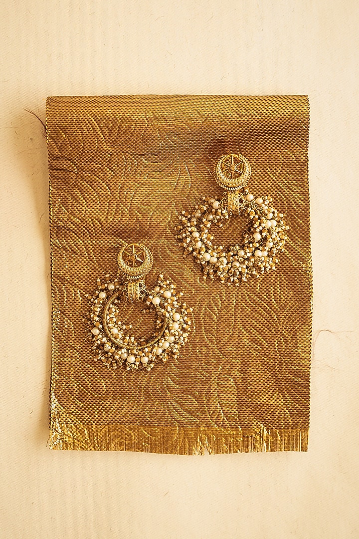 Gold Plated Faux Pearl Dangler Earrings by AMAMA at Pernia's Pop Up Shop