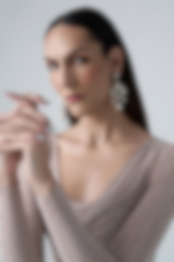 Silver Chrome Finish Handcrafted Dangler Earrings by AMAMA at Pernia's Pop Up Shop