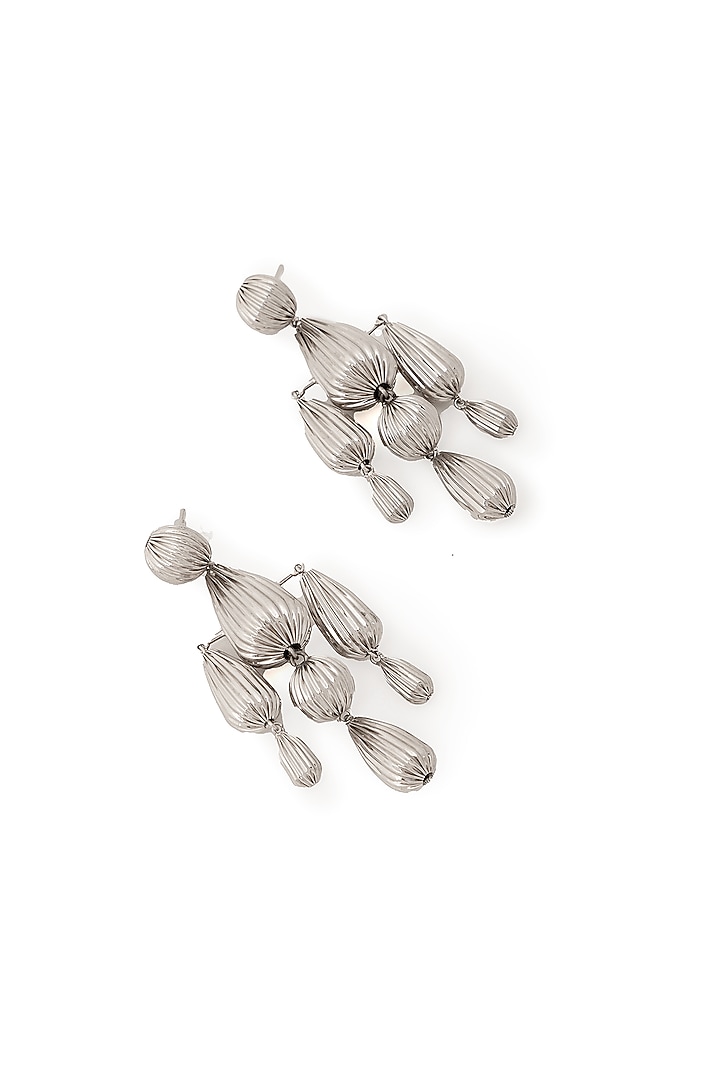 Silver Chrome Finish Handcrafted Dangler Earrings by AMAMA at Pernia's Pop Up Shop
