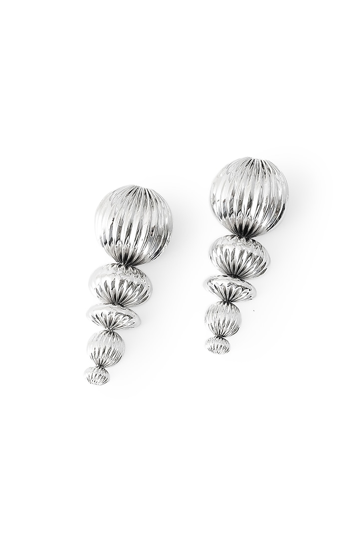 Silver Chrome Finish Handcrafted Dangler Earrings by AMAMA at Pernia's Pop Up Shop