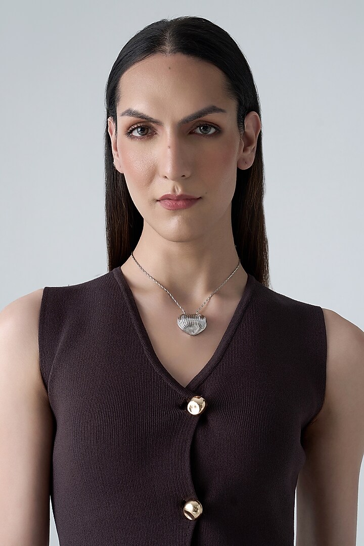 Silver Chrome Finish Handcrafted Pendant Necklace by AMAMA at Pernia's Pop Up Shop