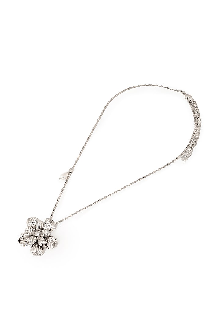 Silver Chrome Finish Faux Pearl Handcrafted Pendant Necklace by AMAMA at Pernia's Pop Up Shop