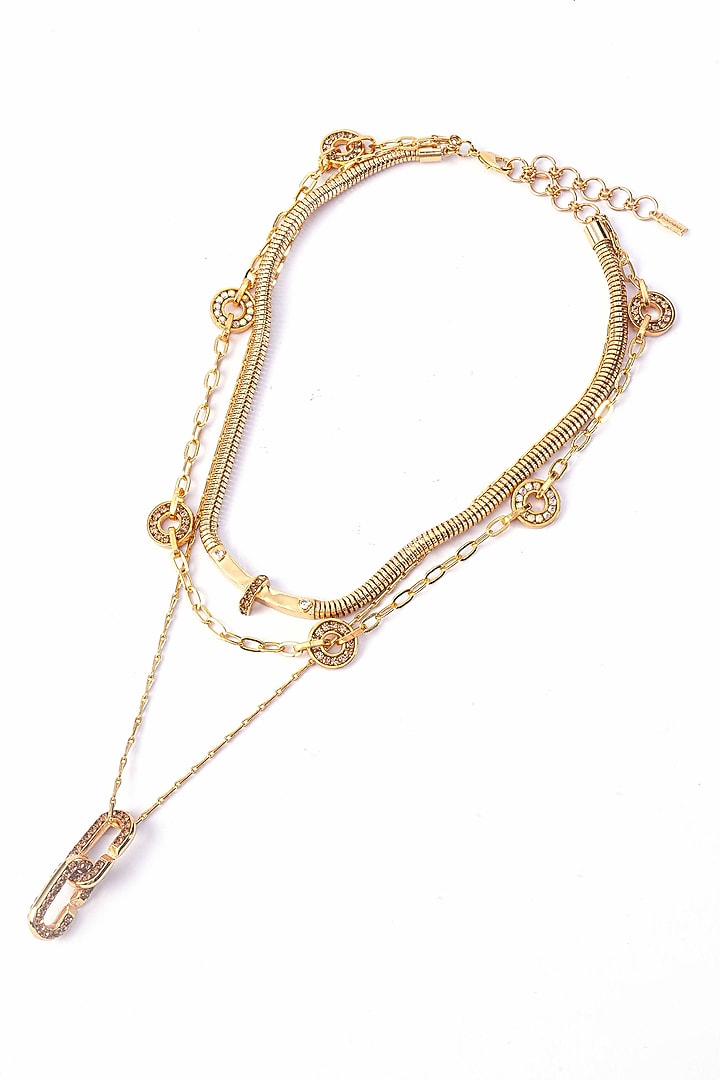 Gold Plated Cubic Zirconia Layered Necklace by AMAMA at Pernia's Pop Up Shop