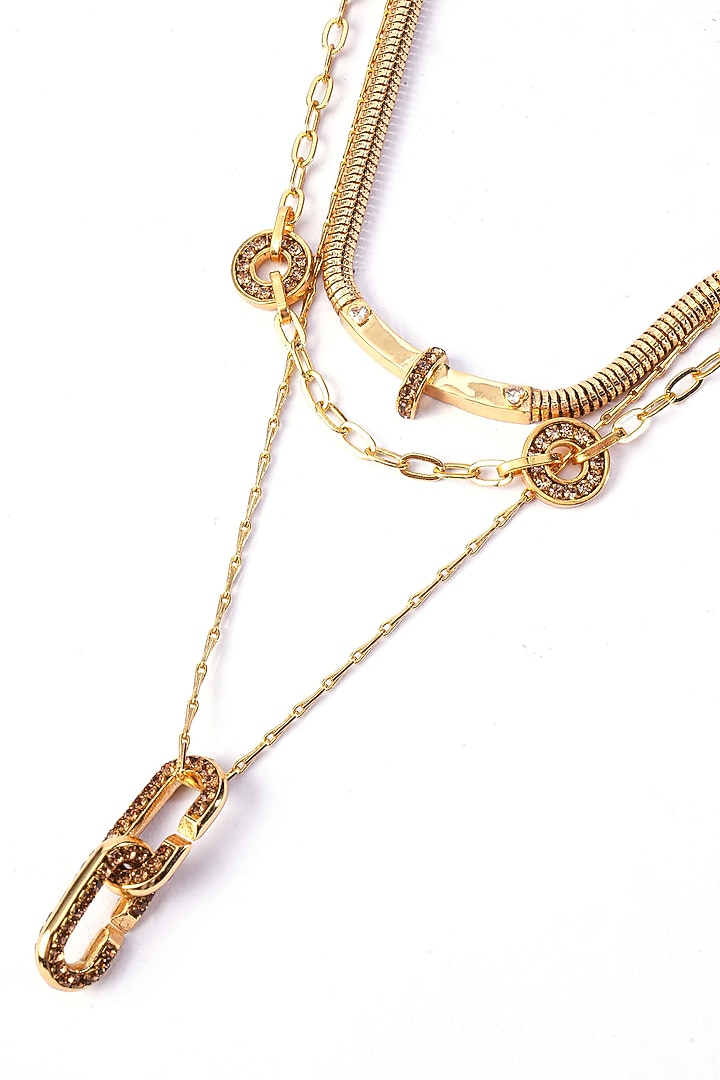 Gold Plated Cubic Zirconia Layered Necklace by AMAMA at Pernia's Pop Up Shop