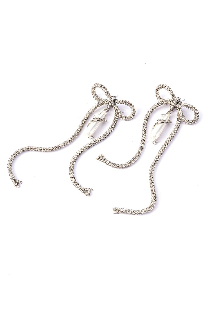 Silver Plated Chaton Stone & Cubic Zirconia Dangler Earrings by AMAMA at Pernia's Pop Up Shop