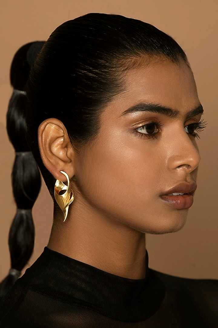 Gold Finish Dangler Earrings by Ambar House at Pernia's Pop Up Shop