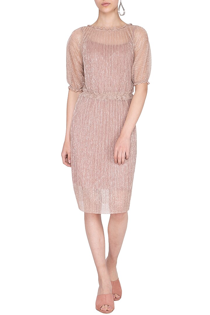 Peach Drape Skirt Vacation Dress by AMIT GT at Pernia's Pop Up Shop