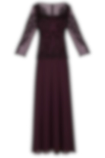 Maroon Embroidered Gown by AMIT GT