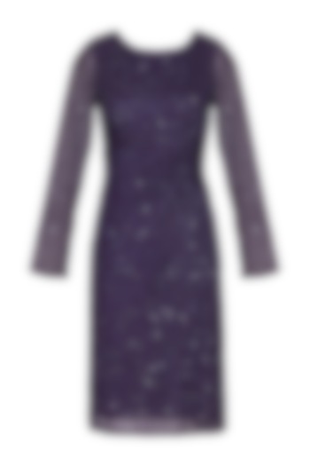 Purple Embroidered Draped Dress by AMIT GT