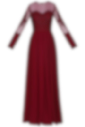Maroon embellished gown by AMIT GT