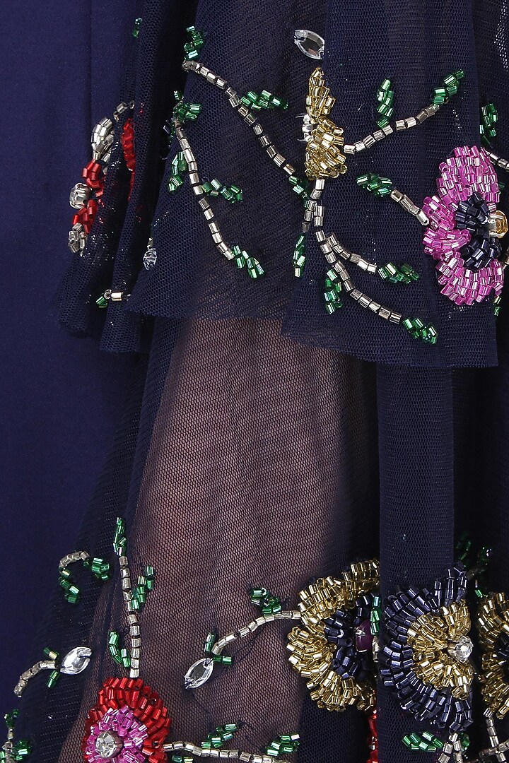 Navy Embroidered Bell Sleeves Maxi Dress available only at Pernia's Pop Up Shop.