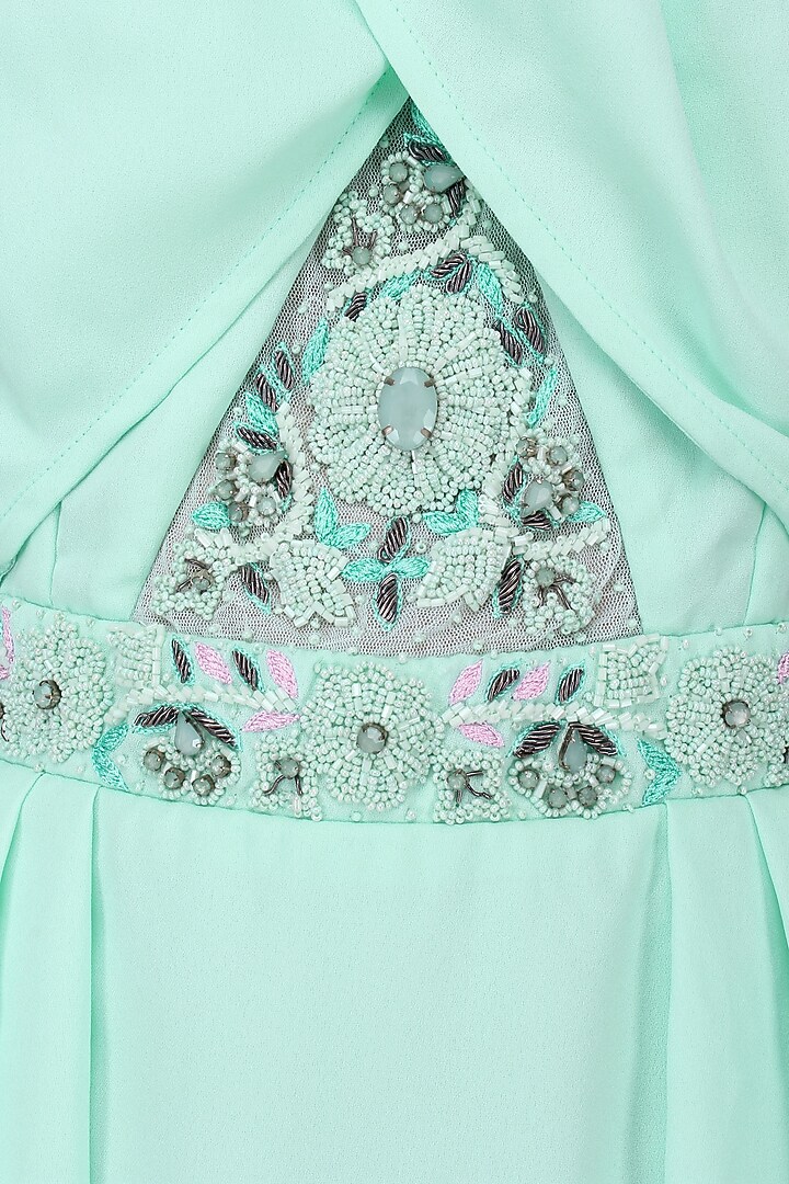 Light Green Embroidered Peplum Dress available only at Pernia's Pop Up Shop.