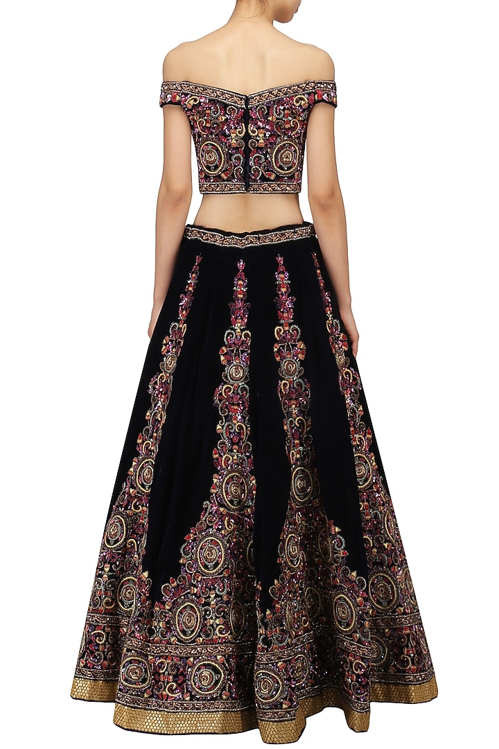 Blue Hand Embroidered Lehenga Set available only at Pernia's Pop Up Shop.