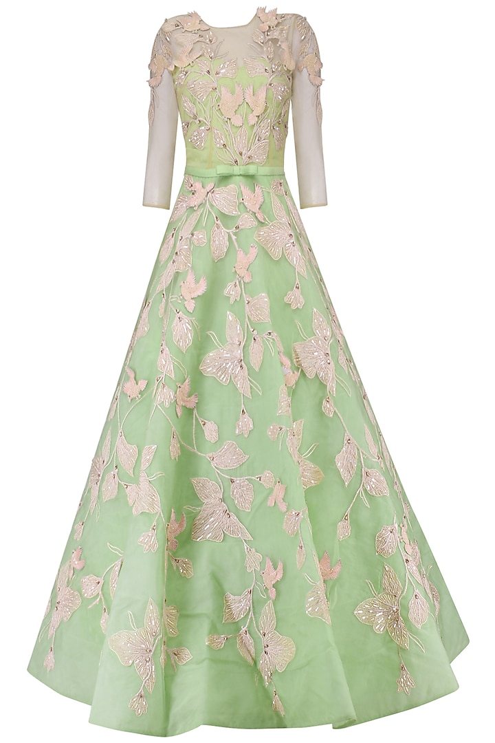 Sea Green Embroidered Ball Gown available only at Pernia's Pop Up Shop.