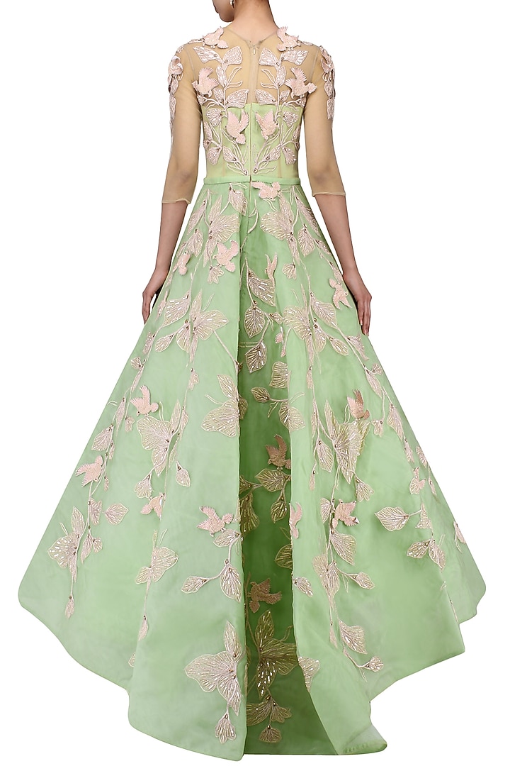 Sea Green Embroidered Ball Gown available only at Pernia's Pop Up Shop.