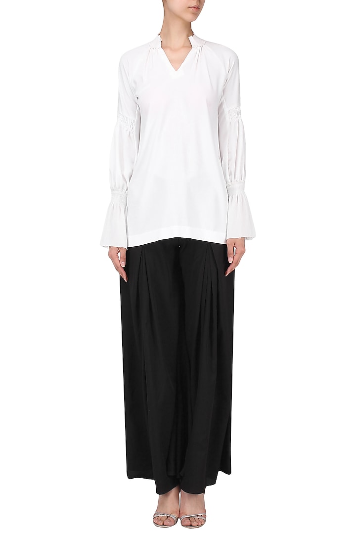 White Pleated Tunic Top available only at Pernia's Pop Up Shop.