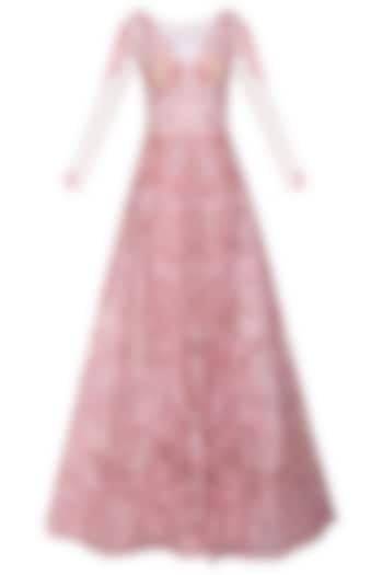Rose Pink Embroidered Gown by AMIT GT