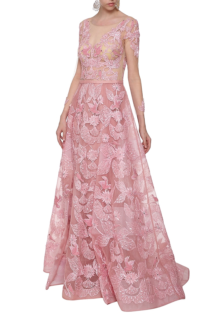 Rose pink embroidered gown available only at Pernia's Pop Up Shop.