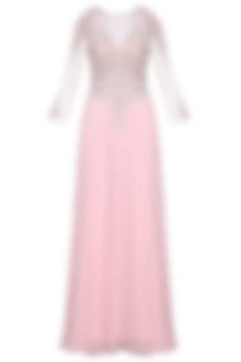 Pink Embroidered Gown by AMIT GT