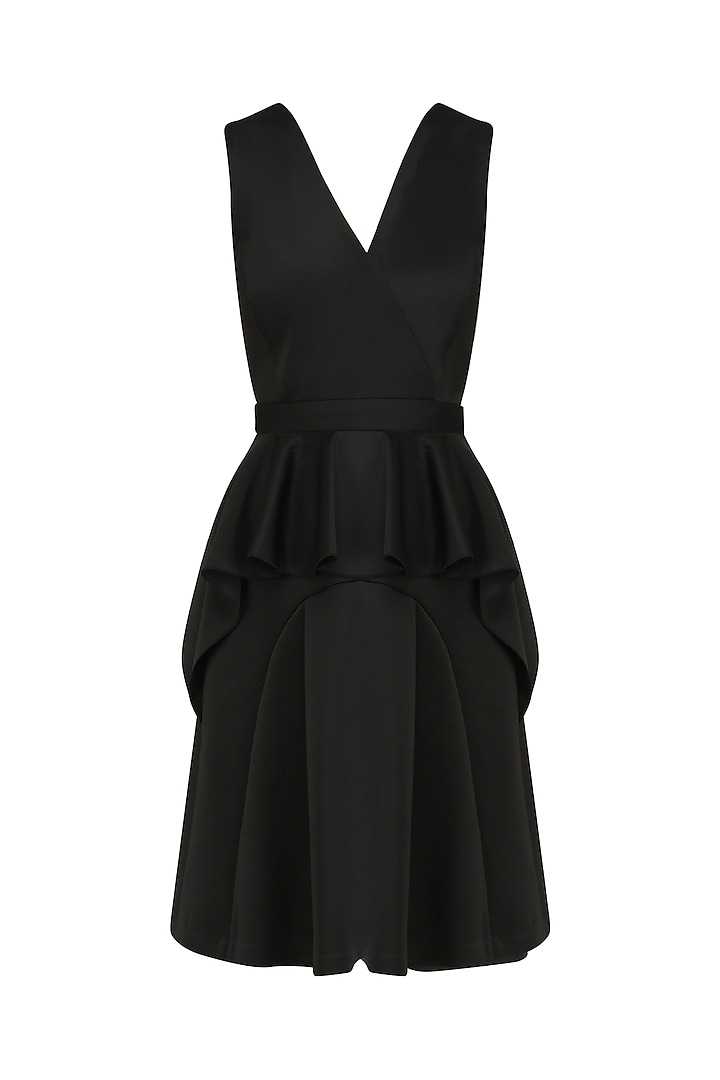 Black Structure Peplum Dress by AMIT GT