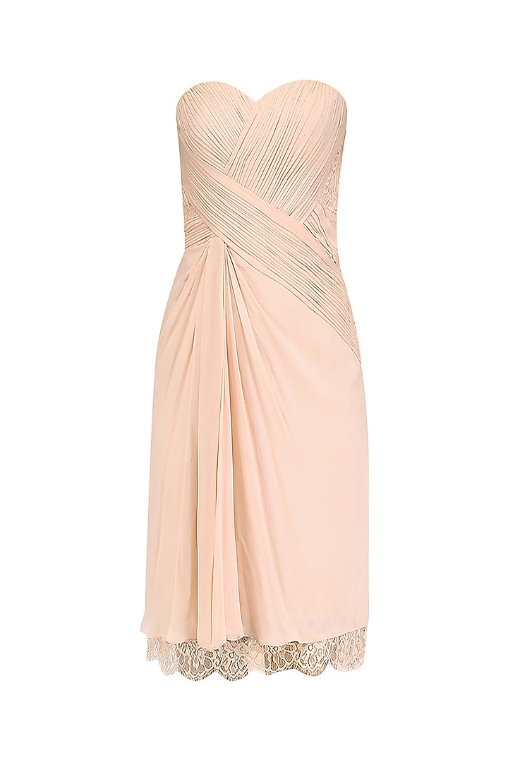 Peach Draped Off Shoulder Dress by AMIT GT